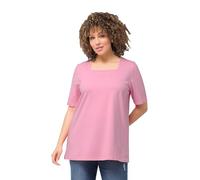 Ulla Popken Women's T-Shirt, A-line, Square Neck, Half Sleeves, 807286, Light Pink, 24 UK/26 UK