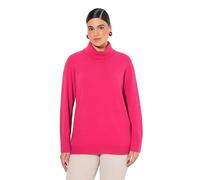 Ulla Popken Women's Plus Size Plus Size Turtleneck Sweater, Wide Ribbed Cuffs, Long Sleeve 799922, Red Pink, 36/38 UK