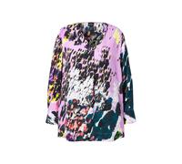 Ulla Popken Women's Plus Size Printed Satin Blouse V-Neck Long Sleeve 844713