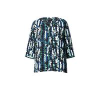 Ulla Popken Women's Plus Size Printed Tunic Round Neck Buttons 3/4 Sleeve 842837