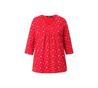 Ulla Popken Women's Plus Size Shirt Polka Dot A-Line Pleated V-Neck