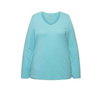 Ulla Popken Women's Plus Size Shirt Slim V Neck Long Sleeve 719505