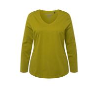 Ulla Popken Women's Plus Size Shirt Slim V Neck Long Sleeve 719505