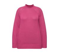 Ulla Popken Women's Pullover, Ziernähte, Stehkragen, Langarm, Biobaumwolle Sweater, Fuchsia, 16 UK/18 UK