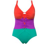 Ulla Popken Women's Plus Size Swimsuit Colorblocking Softcups Cutouts