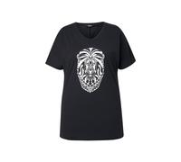 Ulla Popken Women's Plus Size T-Shirt Animal Print Oversized V-Neck