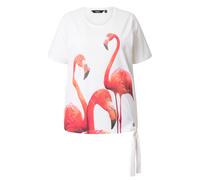 Ulla Popken Women's Plus Size T-Shirt Flamingo Rhinestones Round Neck