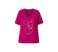 Ulla Popken Women's Plus Size T-Shirt Metallic Animal Print V-Neck