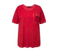 Ulla Popken Women's Plus Size T-Shirt Oversized Ruffled Chest Pocket