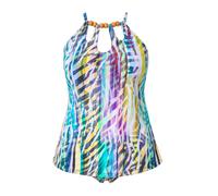 Ulla Popken Women's Plus Size Tankini Animal Stripes Soft Cups Cut Outs 836601