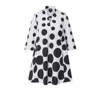 Ulla Popken Women's Plus Size Tunic Polka Dot Godet Pleats V-Neck