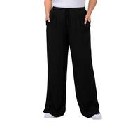 Ulla Popken Women's Plus Size Wide Leg Crepe Pants Black 84+ 710918 10-84+