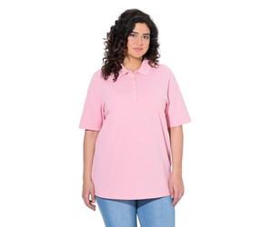 Ulla Popken Women's Plus Sizes Plus Size Polo Shirt, Piqué, Polo Collar, Velvet Button Placket, Half Sleeve, Pink, 20 UK/22 UK
