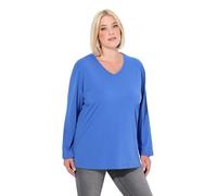 Ulla Popken Women's Plus Sizes Plus Size V-Neck Relaxed Long Sleeve Shirt, Peacock Blue, 32 UK/34 UK