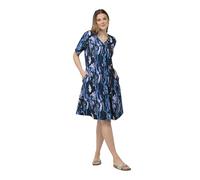 Ulla Popken Women's Printed midi Dress with Button on The Neckline 832018, Blue, 20-22