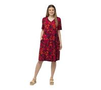 Ulla Popken Women's Printed midi Dress with Button on The Neckline 832018, Purple, 24-26