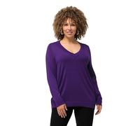 Ulla Popken Women's Pullover, V-Ausschnitt, Langarm, Weicher Feinstrick Sweater, Deep Purple, 24-26'