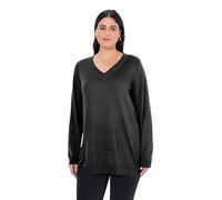 Ulla Popken Women's Pullover, V-Neck, Long Sleeves, Soft fine Knit Sweater, Black, 20-22'