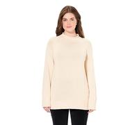 Ulla Popken Women's Pullover, Ziernähte, Stehkragen, Langarm, Biobaumwolle Sweater, Pearl White, 24-26'
