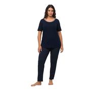 Ulla Popken Women's Pyjama, Dots Pajama Set, nachtblau,