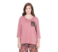 Ulla Popken Women's Pyjamashirt, U-Boot-Ausschnitt, 3/4-arm, Biobaumwolle Pajama Top, Antique Pink, 16 UK/18 UK