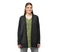 Ulla Popken Women's Ribbed Sweat Jacket, Black, 32 UK/34 UK