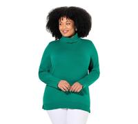 Ulla Popken Women's Rollkragenpullover, Breite Rippbündchen, Langarm Pullover Sweater, Green Emerald, 52-54
