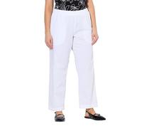 Ulla Popken Women's Ruby Cropped Chino Trousers, Elasticated Waist, Wide, Straight Leg Slacks, White Out, 33W / 32L