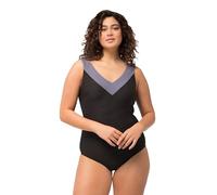 Ulla Popken Women's Selma Grey Cross Swimsuit One Piece, Black, 22