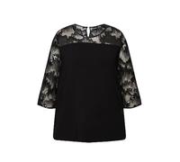 Ulla Popken Women's Shirt Blouse with Sequin Trim, Black, 24-26