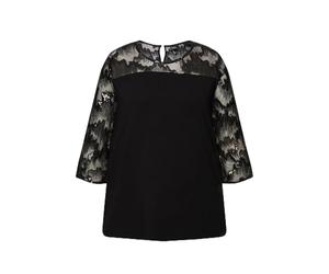 Ulla Popken Women's Shirt Blouse with Sequin Trim Blouse, Black, 24