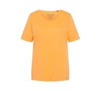 Ulla Popken Women's Shirt, doppellagig, Slim, Rundhals, Langarm T-Shirts, Cantaloupe Orange,