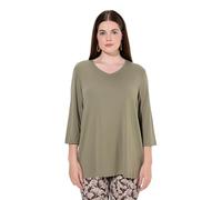Ulla Popken Women's Shirt, Rippjersey, V-Ausschnitt, 3/4-arm, Biobaumwolle Basic 3/4 Sleeves, Stone Grey, 16 UK/18 UK
