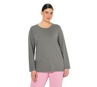 Ulla Popken Women's Shirt, Slim, Rundhalsausschnitt, Langarm Long Sleeve, Grey, 16 UK/18 UK
