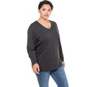 Ulla Popken Women's Shirt, V-Ausschnitt, Relaxed, Langarm Neck, Long Sleeves, Black, 24 UK/26 UK