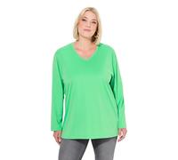 Ulla Popken Women's Shirt, V-Ausschnitt, Relaxed, Langarm T, Mint Green, 24 UK/26 UK