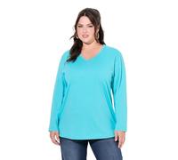 Ulla Popken Women's Shirt, V-Ausschnitt, Relaxed, Langarm Tunic, Deep Aqua, 16 UK/18 UK
