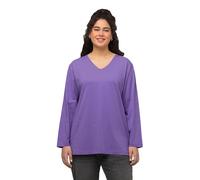 Ulla Popken Women's Shirt, V-Ausschnitt, Relaxed, Langarm Tunic, Purple, 32 UK/34 UK