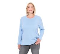 Ulla Popken Women's Slim Crew Neck Long Sleeve Tunic Shirt, Light Blue, 24 UK/26 UK