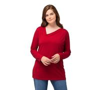 Ulla Popken Women's Slim T-Shirt with Wrapped Neckline, red, 20 UK/22 UK