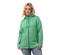 Ulla Popken Women's Strickfleece-Jacke, Kapuze, Reißverschlusstaschen Sweat Jackets, Green, 46-48