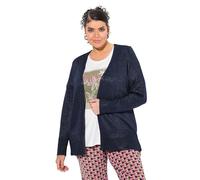 Ulla Popken Women's Strickjacke, V-Ausschnitt, Offene Form, Langarm Cardigans, Navy, 32 UK/34 UK