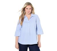 Ulla Popken Women's Striped A-Line Shirt Collar 3/4 Sleeve Blouse Striped A-Line Shirt Collar 3/4 Sleeve, blue, 50-52