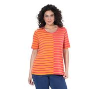 Ulla Popken Women's Striped Classic Crew Neck Half Sleeve Modal Mix T-Shirt Stripes Classic Round Neck Half Sleeve Modal Mix, Light Orange, 16 UK/18 UK