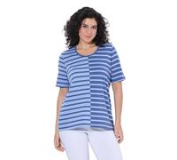 Ulla Popken Women's Striped Classic Crew Neck Half Sleeve Modal Mix T-Shirt Stripes Classic Round Neck Half Sleeve Modal Mix, Atlantic Blue, 20 UK/22 UK