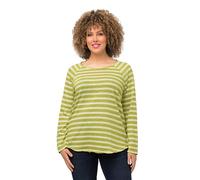 Ulla Popken Women's Striped Shirt, Classic T-Shirt, Green Yellow, 28/30 Plus