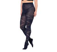 Ulla Popken Women's Strumpfhose, Streifen Striped Tights, 10 denier, Midnight Blue, 62-64