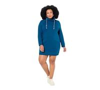 Ulla Popken Women's Sweat Dress, Stand-Up Collar, Long Sleeve, Pocket Dress, Blue-Green, 24-26