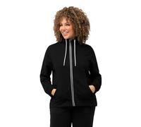 Ulla Popken Women's Sweatjacke, Stehkragen, Kängurutaschen Sweatshirt, Black, 46-48