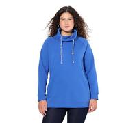 Ulla Popken Women's Sweatshirt, Weiter Stehkragen, Taschen, Raglan-Langarm, Peacock Blue, 62-64